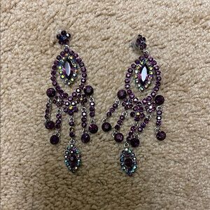 Elegant Purple Chandelier Earrings